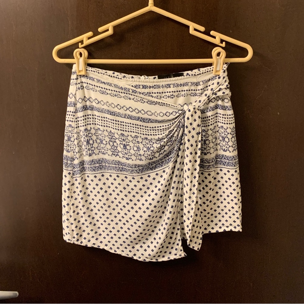 Blue and white wrap skirt